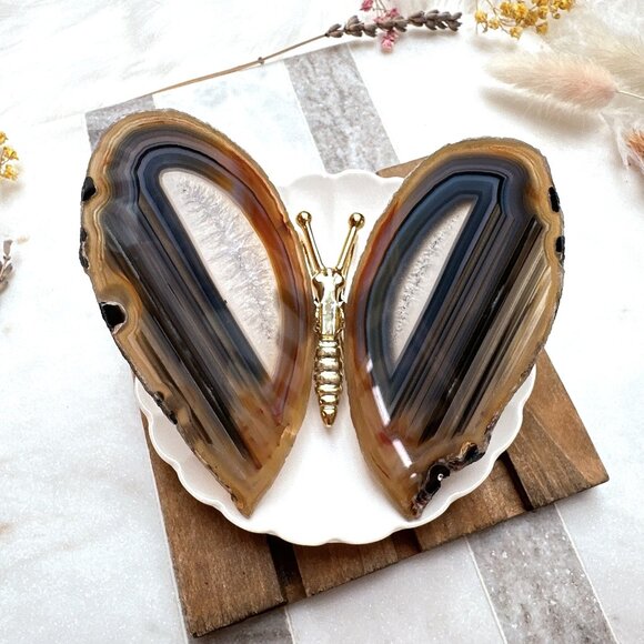 Beautiful Agate Butterfly | Agate Slices | Agate Butterfly Figurine - Picture 3 of 8